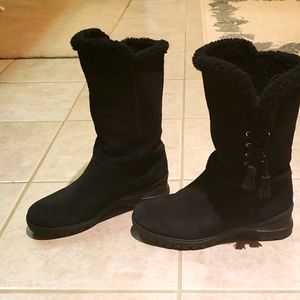 Ralph Lauren Tadina Black Suede Leather Boot